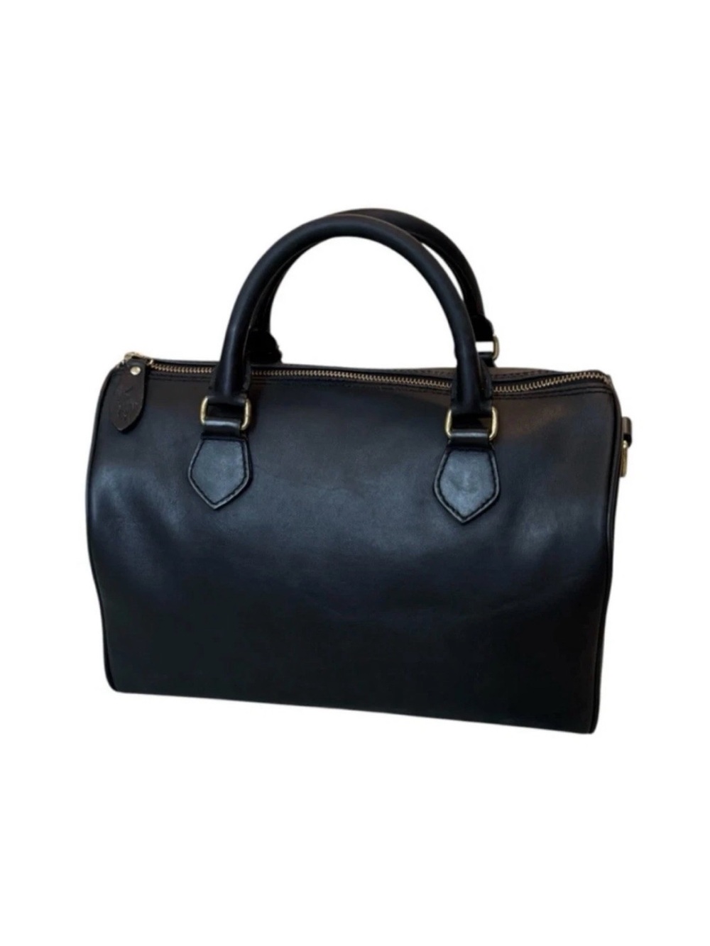 Ralph Lauren Black Leather Top-Handle Satchel Boston Speedy